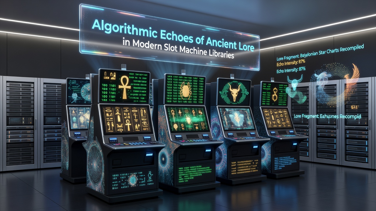 Database interface displaying categorized ancient lore symbols linked to slot algorithm parameters