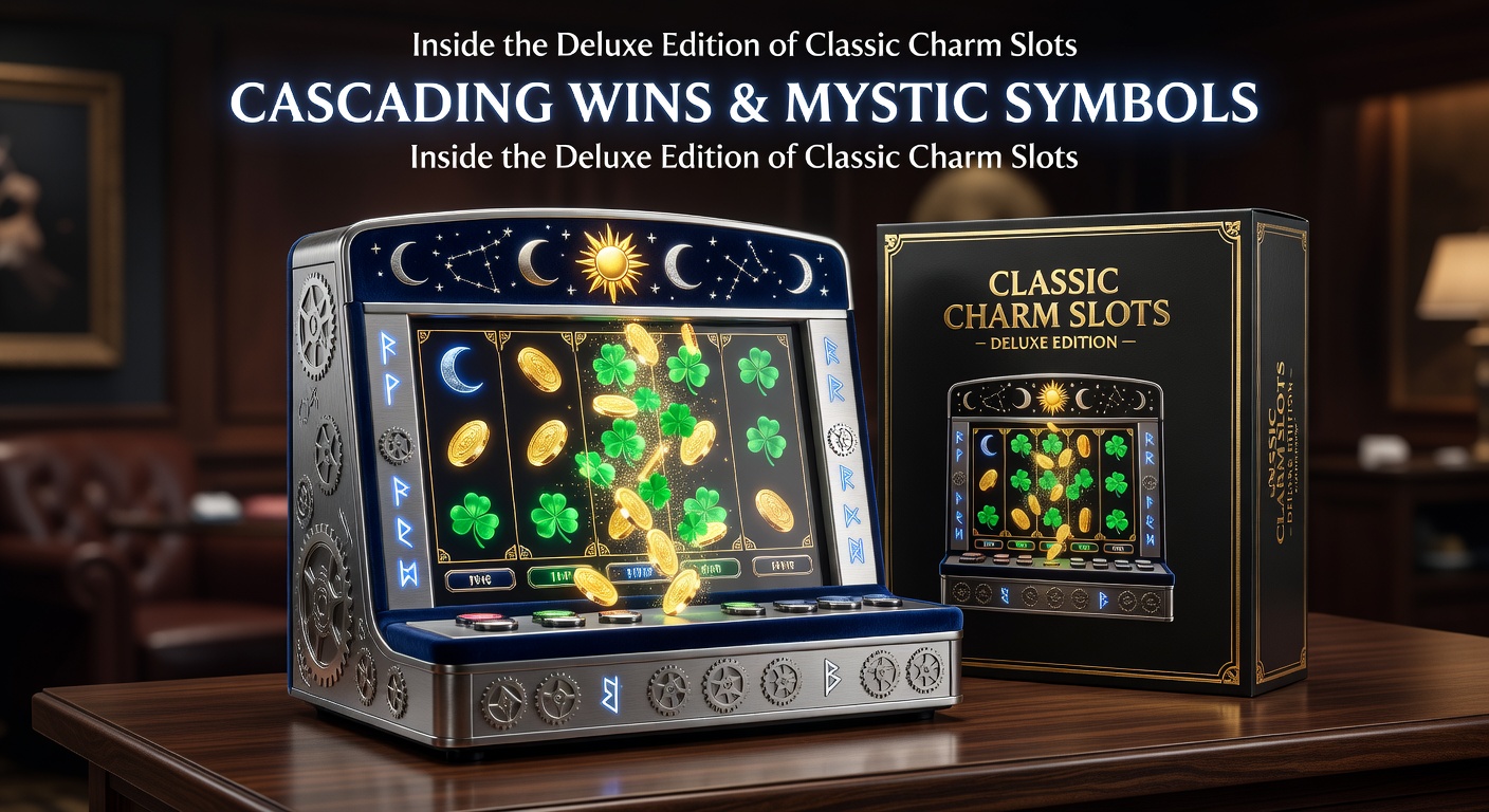 Vibrant cascading reels in the Deluxe Edition of Classic Charm Slots, showcasing mystic symbols tumbling into place
