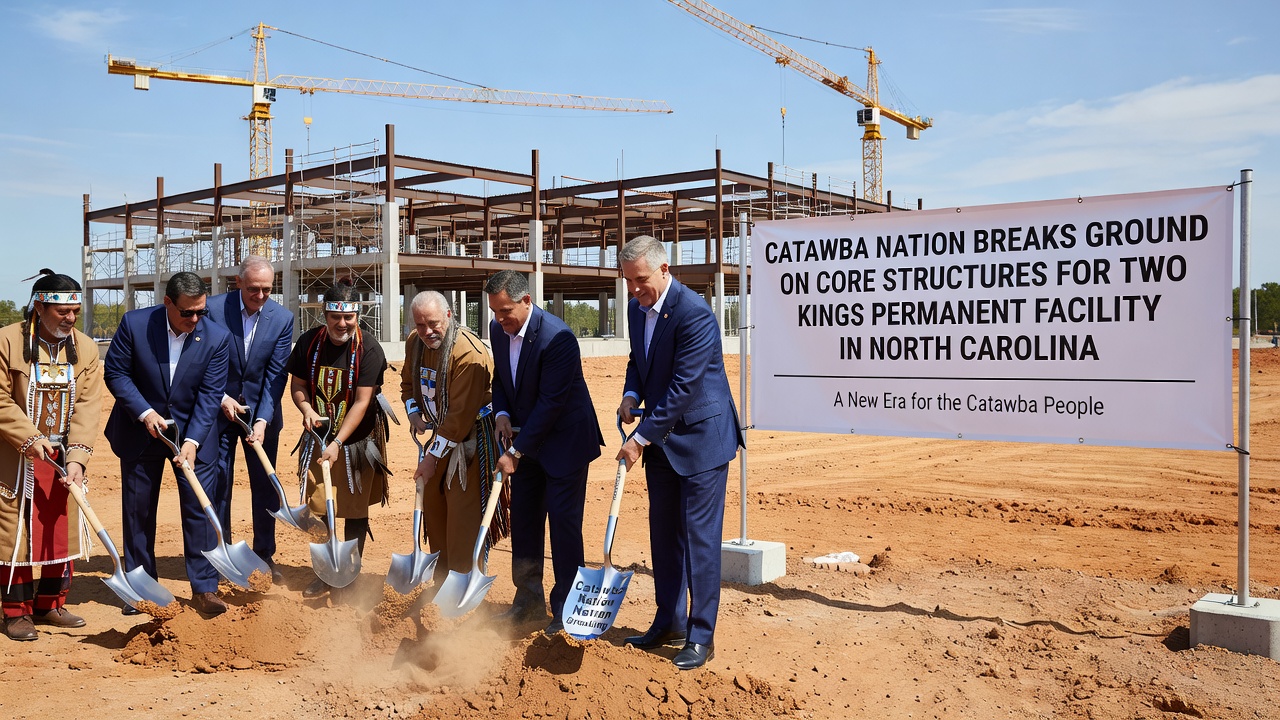 Construction crews at Two Kings site laying foundation for permanent buildings